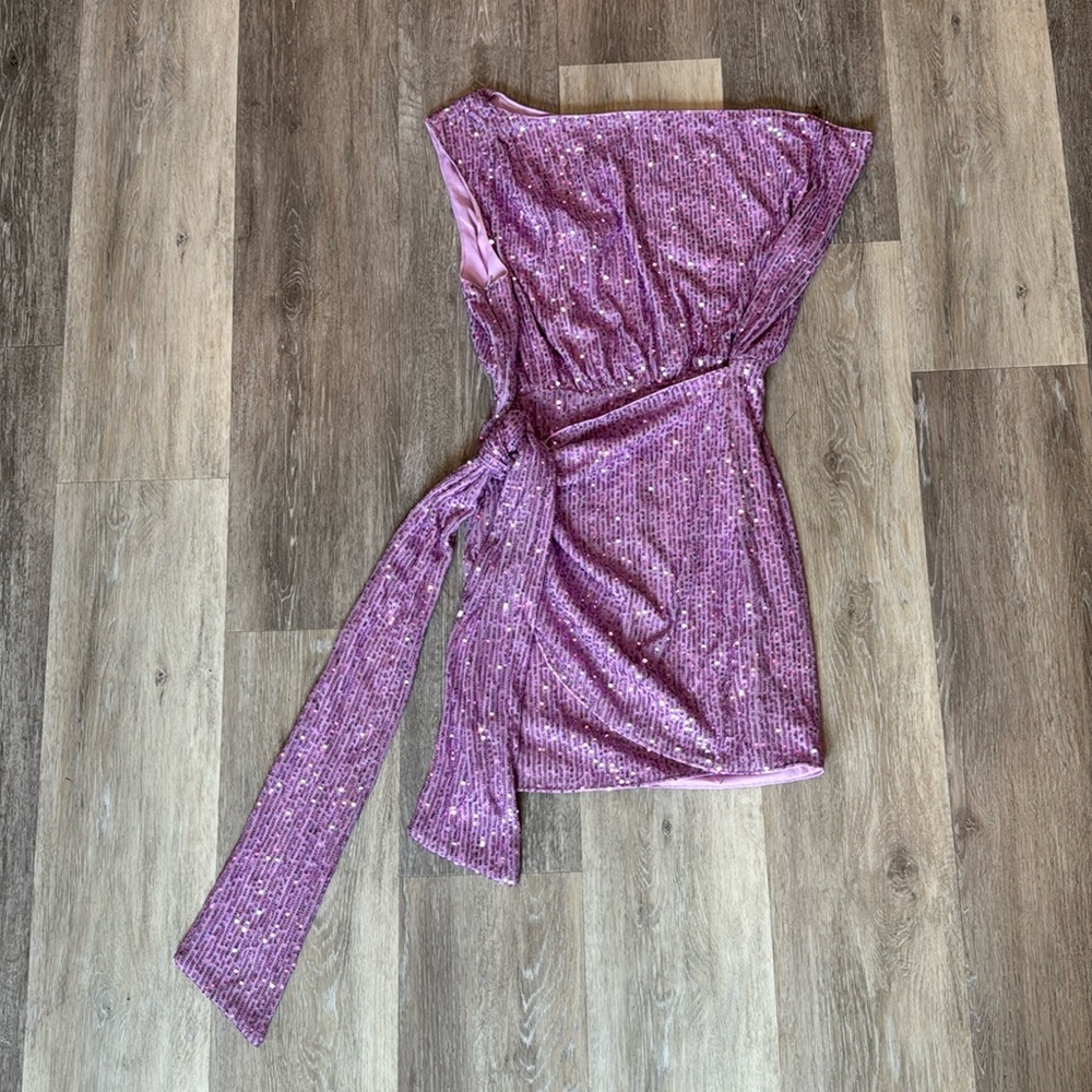 Purple Sequin Mini Dress
